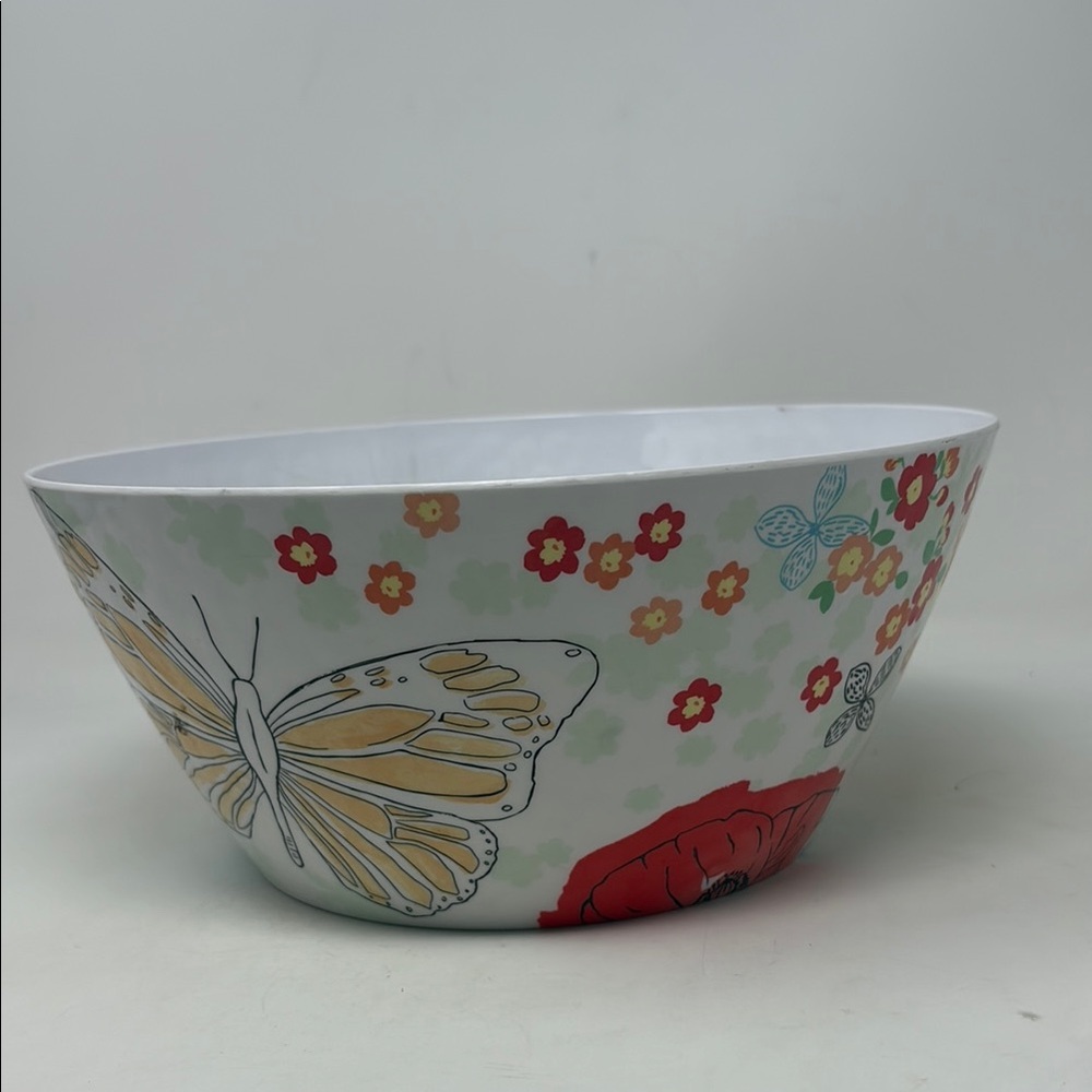 CELEBRATE SPRING TOGETHER Melamine Poppy Butterfly Floral Bowl
